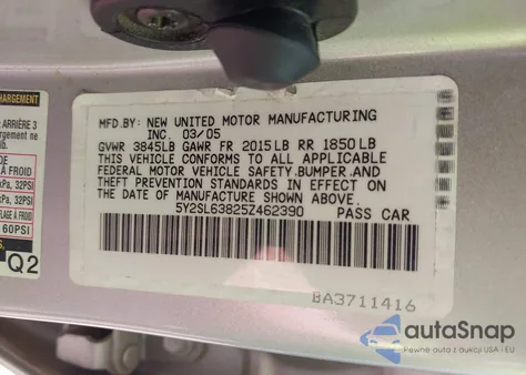 2005 Pontiac Vibe from USA, damaged, VIN 5Y2SL63825Z462390